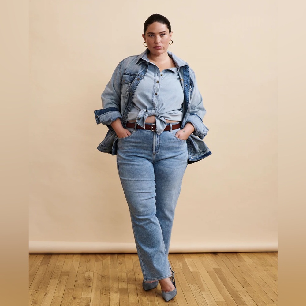 Universal Standard Mimi High Rise Split Hem Jeans 30 Inch All Blue Size 10